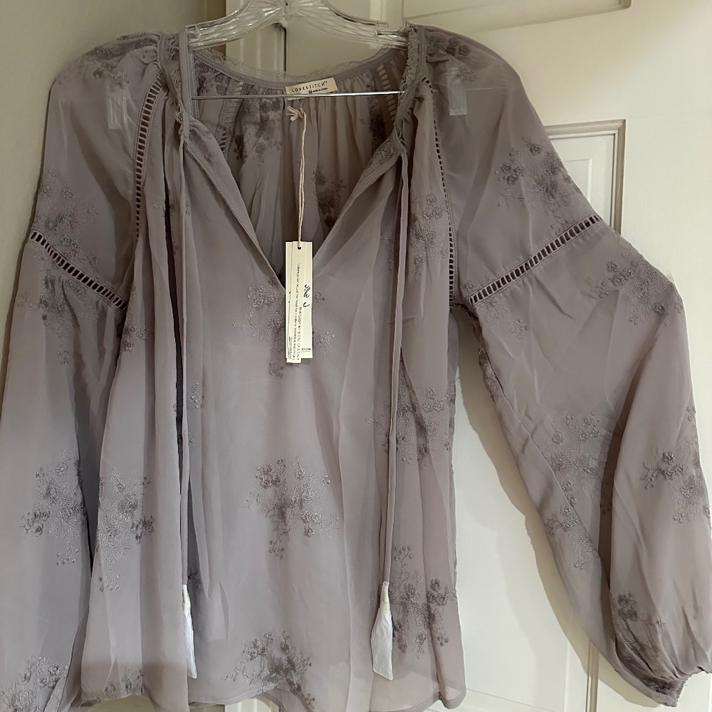 Sheer Peasant Top  with beaded tassels - Lovestitch